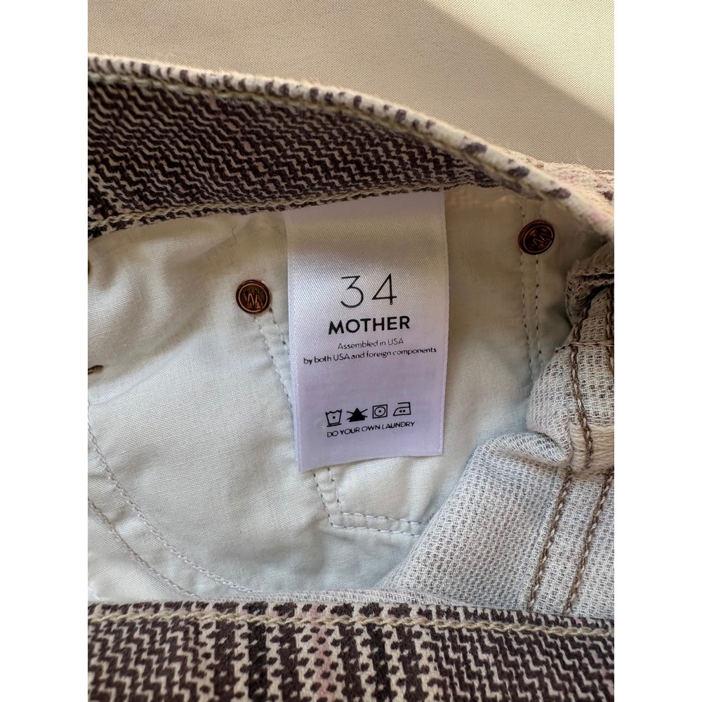 Mother The Insider Ankle Plaid Side Stripe Jeans Grey Orange Burgundy Size 34 - Picture 5 of 9